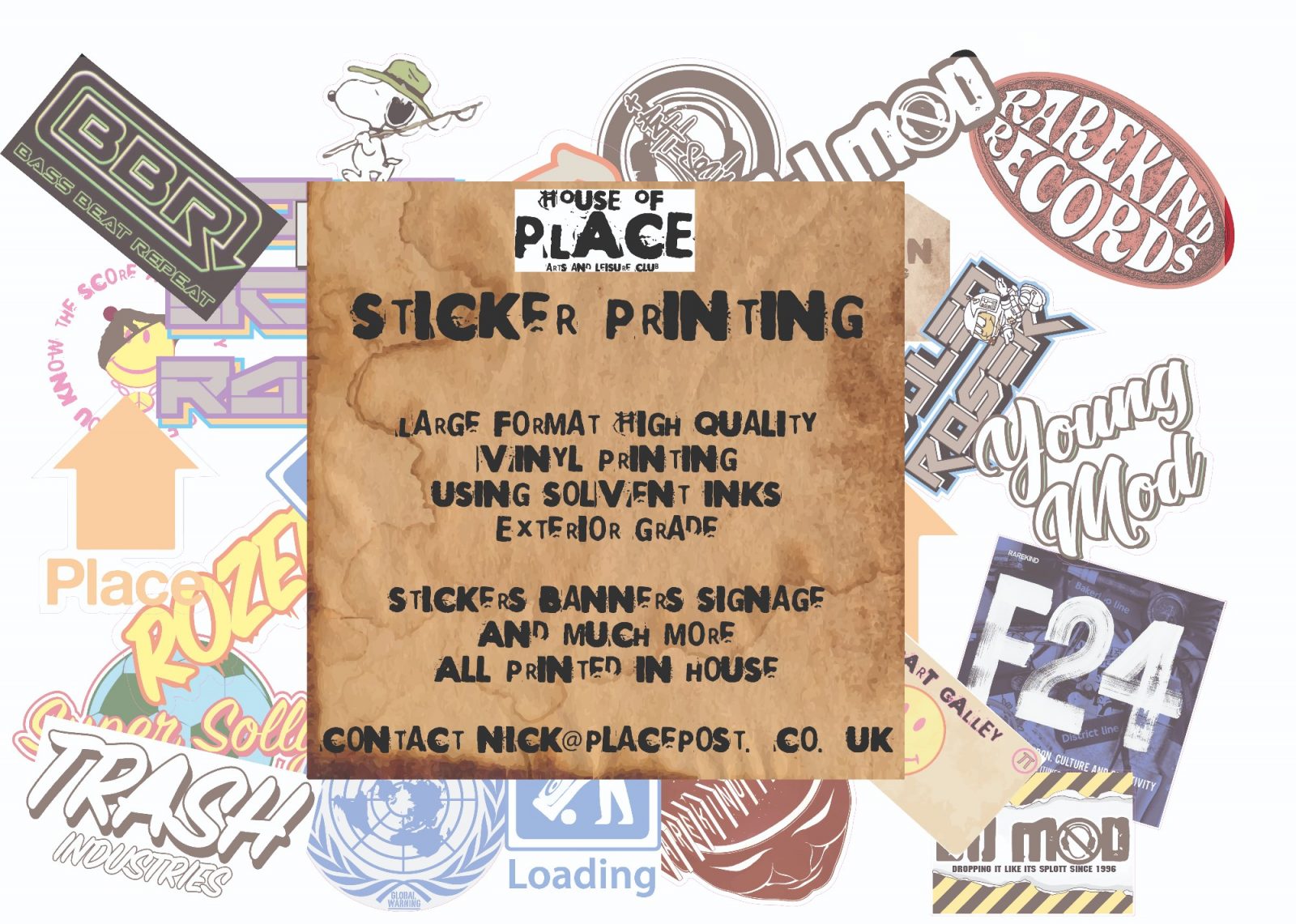 houseofplace.com printing vinyl Stickers - Solvent printing - Custome stickers